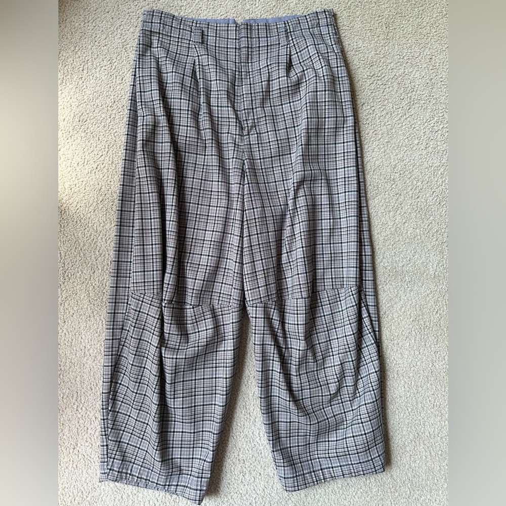 Free People Gray Plaid Pants